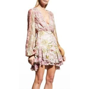 Hemant & Nandita Maya Cotton Paisley Short Mini Dress Pink Large